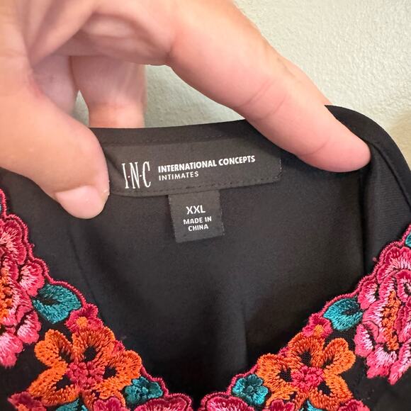 INC International Concepts Sleepwear XXL Floral Embroided Tank Romantic Black - Picture 5 of 6